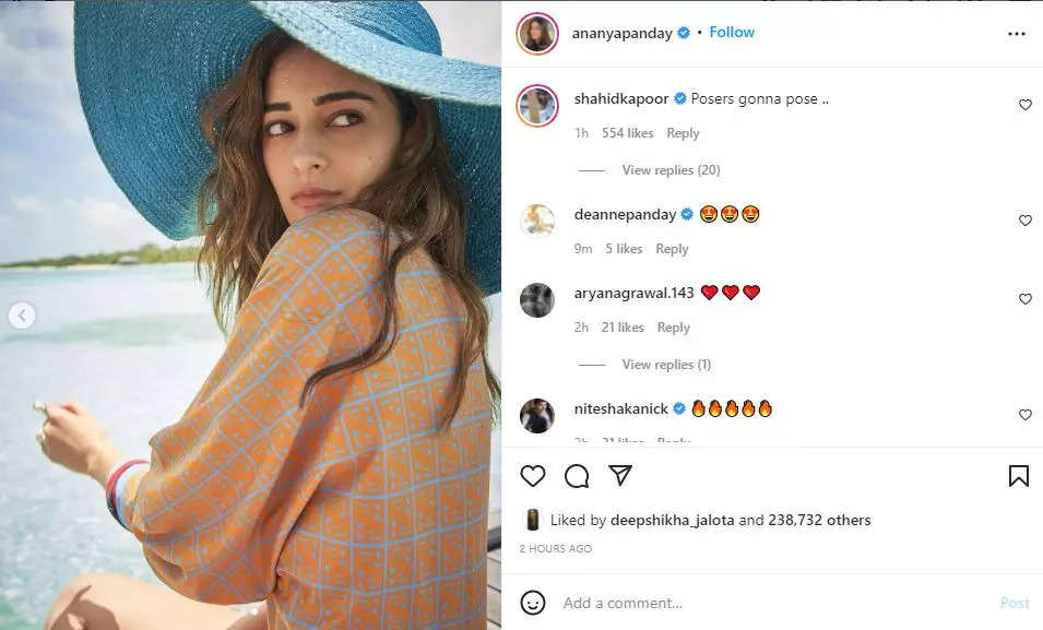 Shahid comments on Ananya’s post, fans react