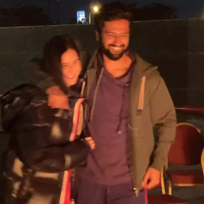 Lovely hugging pictures of Katrina Kaif and Vicky Kaushal from their first Lohri celebration