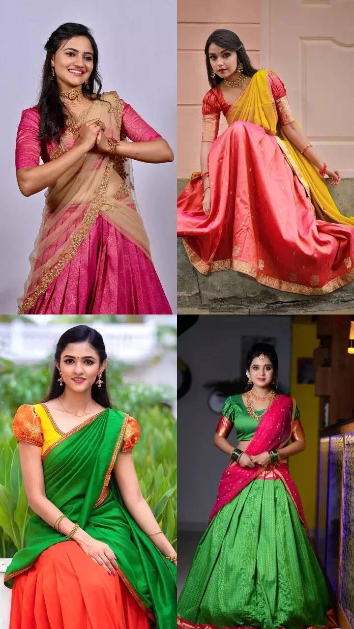 This Sankranthi, drape a half saree like these Kannada actresses ...