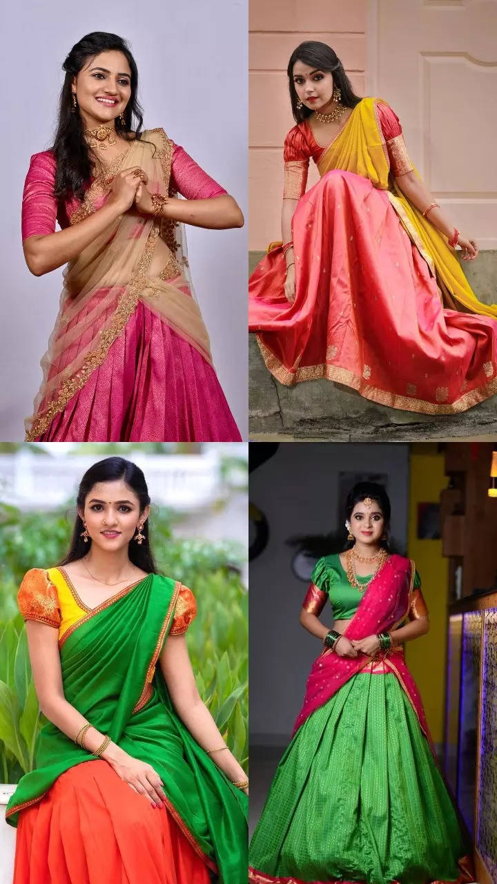 Half saree cheap wearing styles