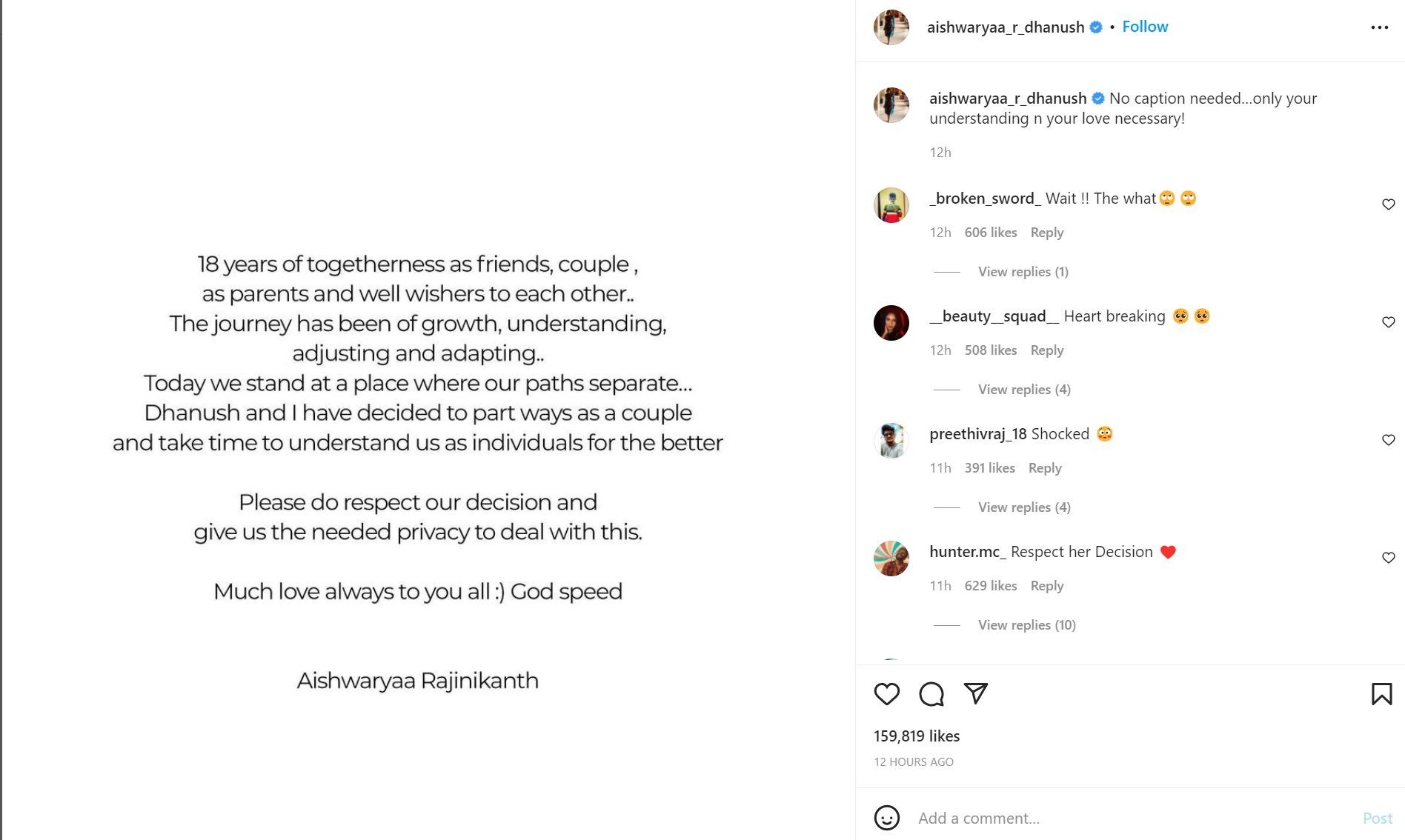 Aishwaryaa's Instagram post