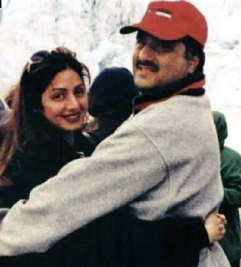 This priceless picture of Sridevi with Boney Kapoor&rsquo;s name written on her back will surely melt your heart