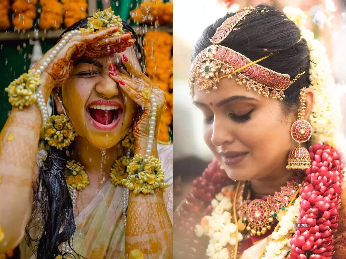 From Nithya Ram's lively 'Haldi' ritual to Ashitha Chandrappa's emotional  'Kanyadhaana' moment; Candid moments of Kannada actresses from their wedding