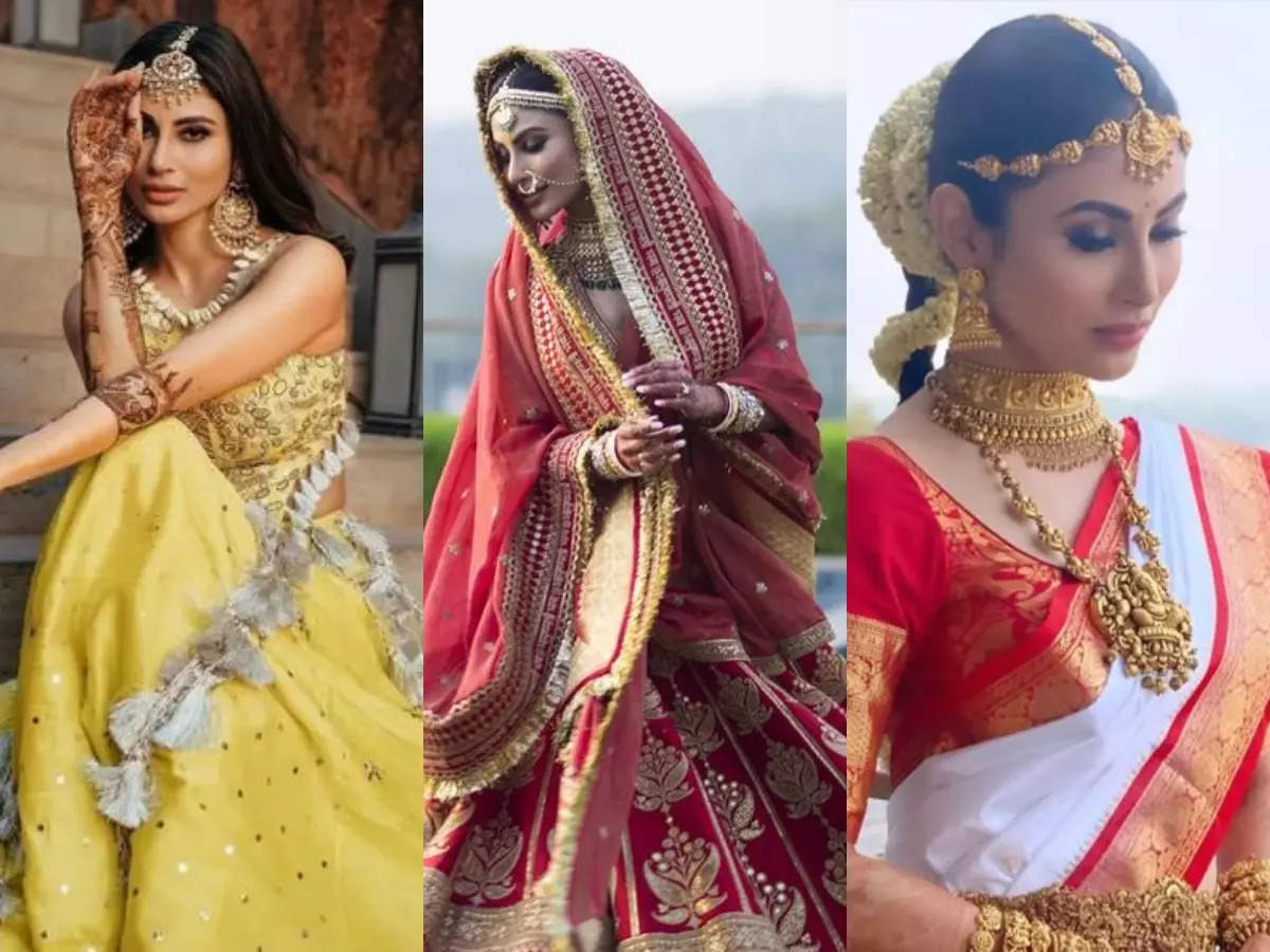 All the outfits Mouni Roy wore for her wedding functions