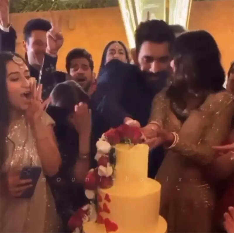 These new pictures of Mouni Roy and Suraj Nambiar shaking their legs at the Sangeet party will make you hit the dance floor