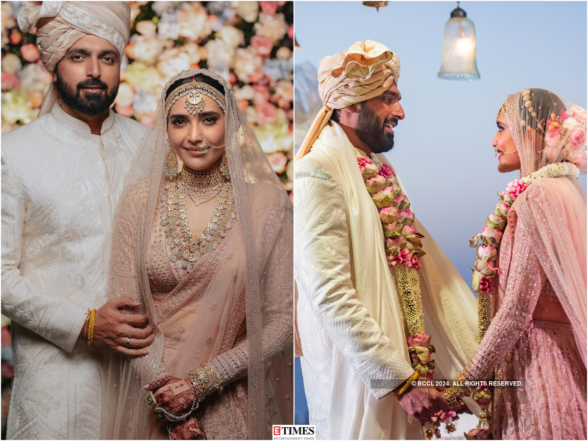 Karishma Tanna looks drop-dead gorgeous in a pastel pink lehenga as she marries beau Varun Bangera, see dreamy wedding pictures