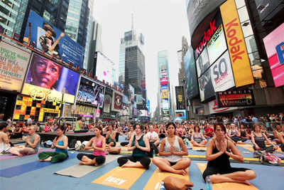 Yoga at Times Square