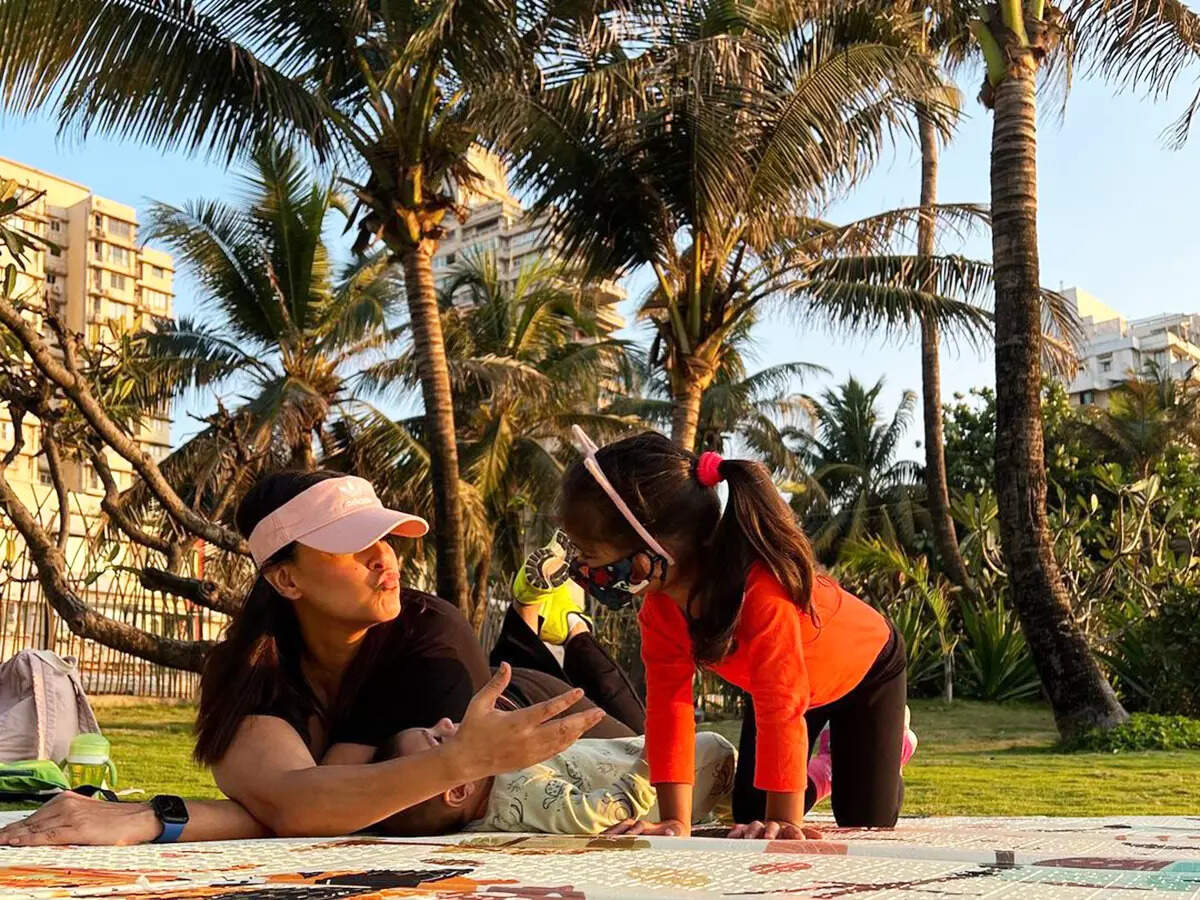 Adorable pictures of Neha Dhupia enjoying her day out with her kids