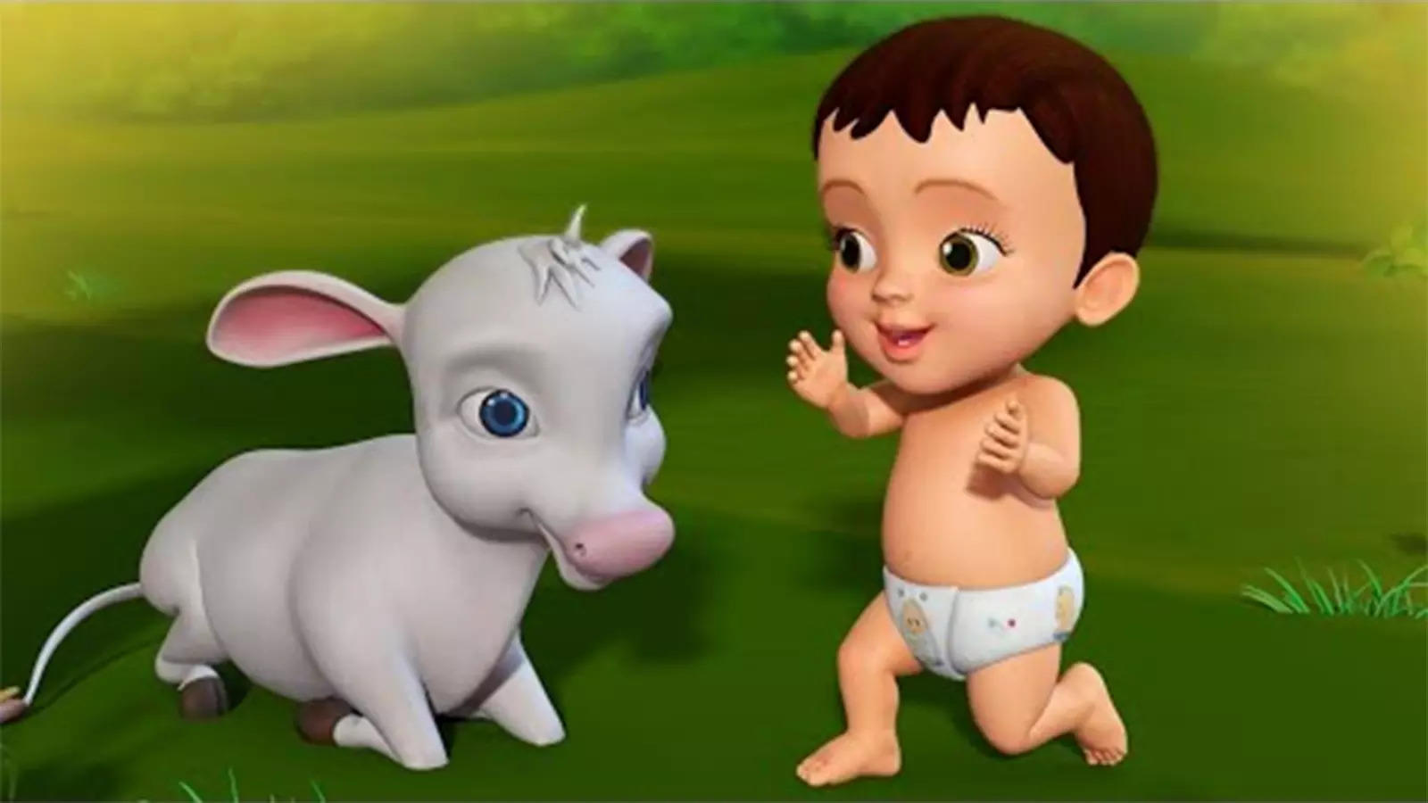 Nursery Rhymes in Telugu Children Songs: Children Video Song in Telugu 'Na  Priyamaina Duda - Cow & Calf'