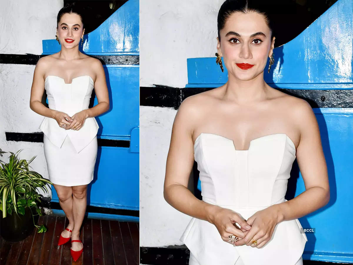Taapsee Pannu stuns in a white bodycon dress at the wrap-up party of 'Woh Ladki Hai Kahaan?’