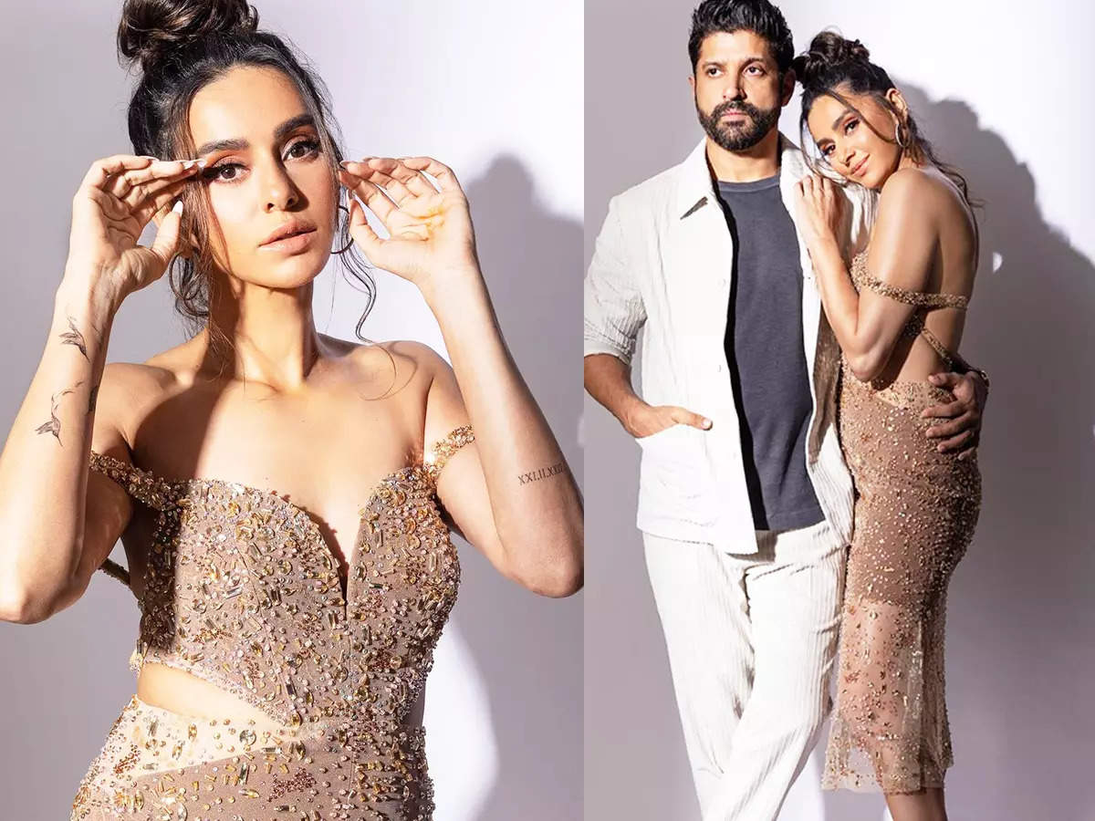 These glamorous pictures of Shibani Dandekar in shimmery off-shoulder dress with Farhan Akhtar spark pregnancy rumours