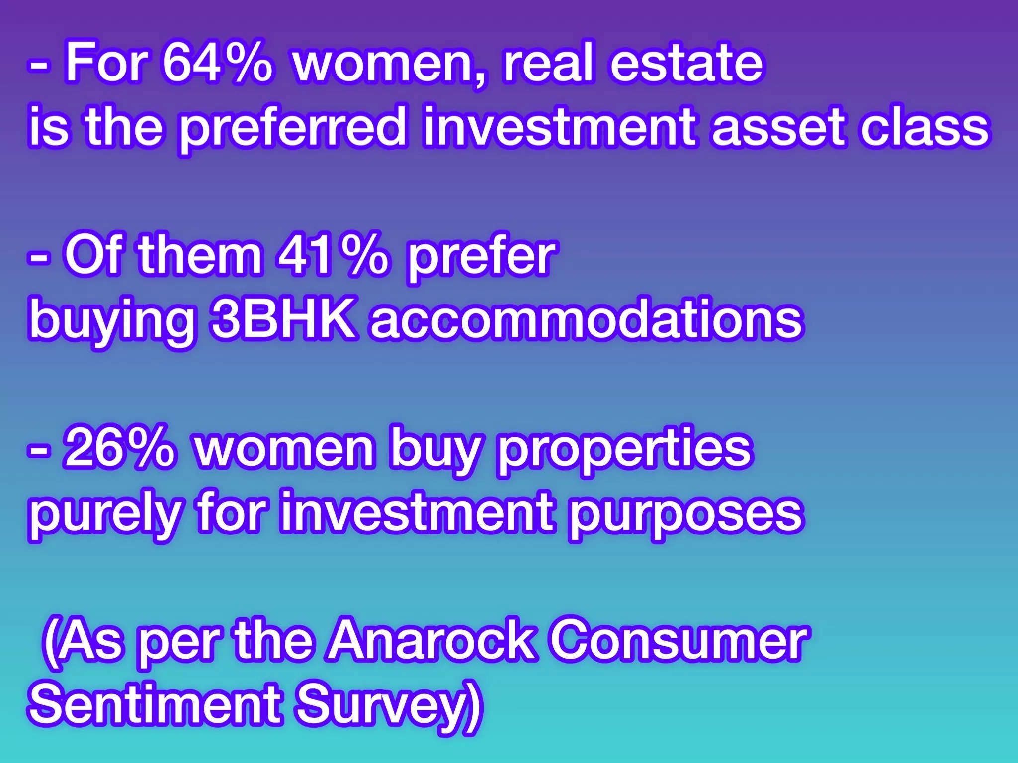 There is also an increase in women investing in real estate for long term returns