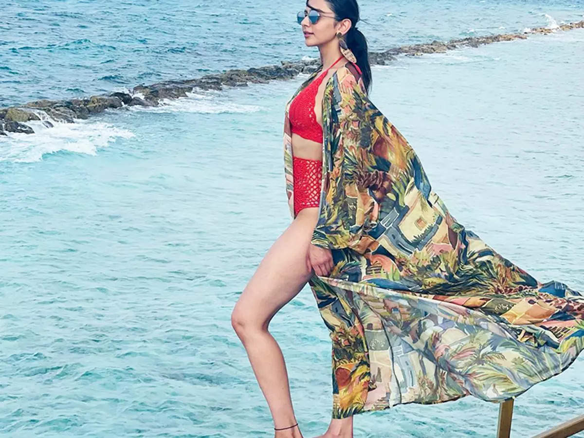 These mesmerising pictures of Rakul Preet Singh in a red bikini from her exotic vacation prove she is ultimate water baby