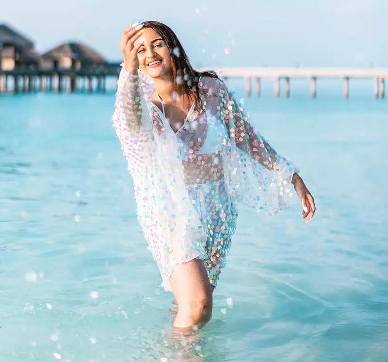 Sonakshi Sinha turns a mermaid in a ravishing swimwear in these exotic beach vacation pictures
