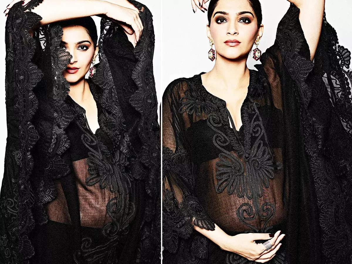 New pictures of mom-to-be Sonam Kapoor flaunting her baby bump in sheer kaftan will make you go Wow