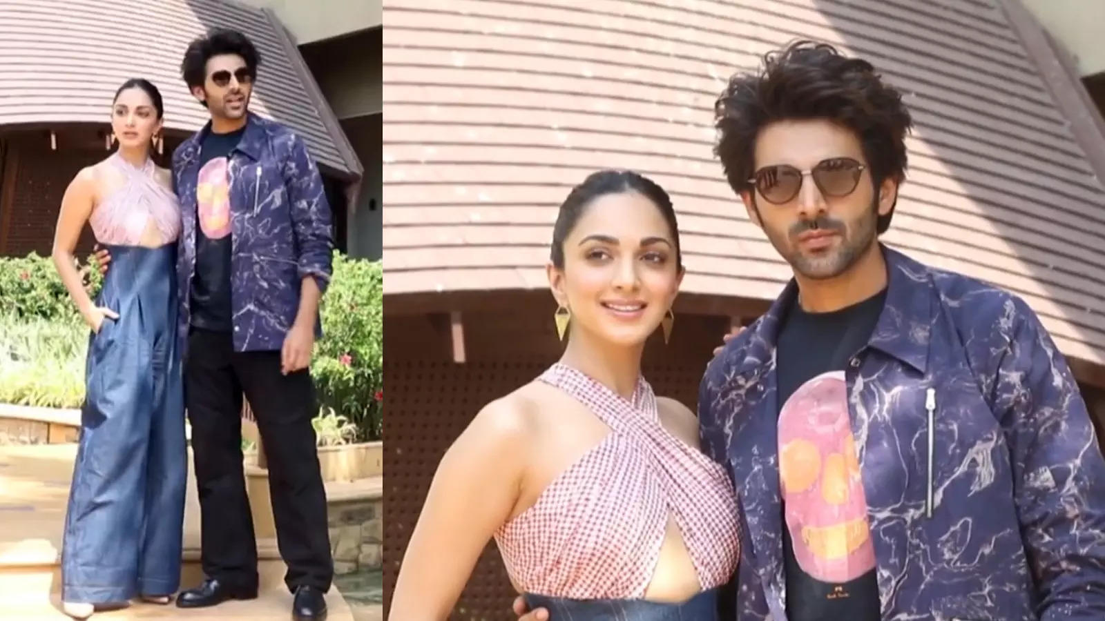 Kiara Advani And Kartik Aaryan Pose For Shutterbugs As They Promote 