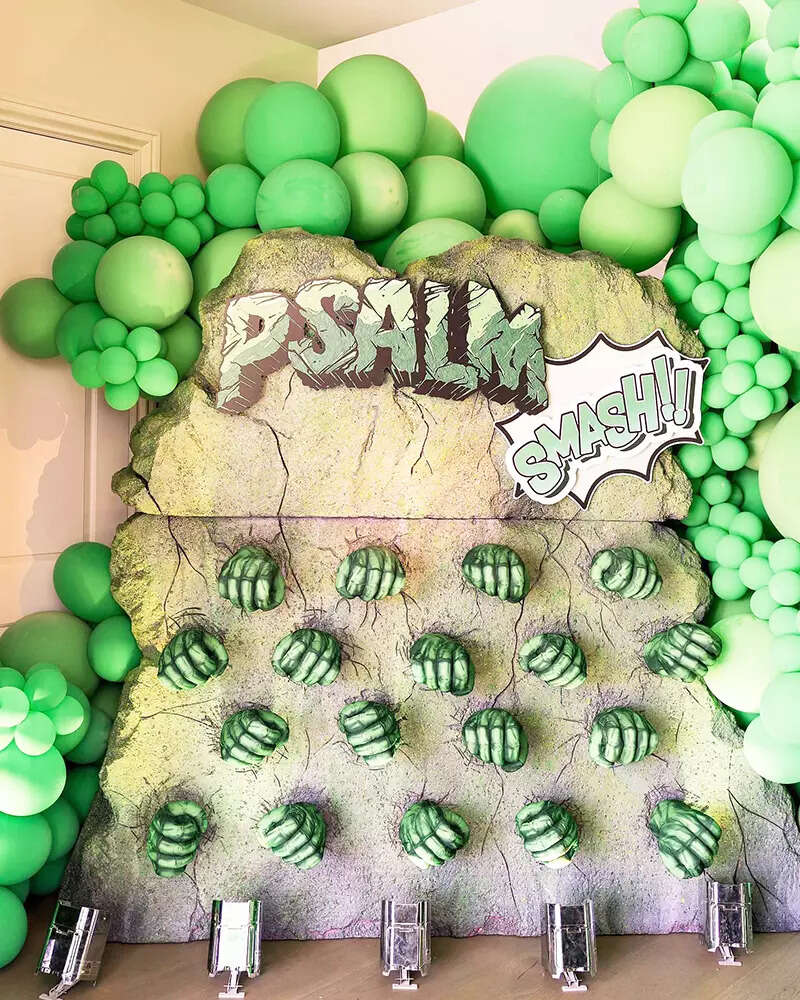 Inside pictures from Kim Kardashian's son Psalm&rsquo;s Hulk-themed birthday party
