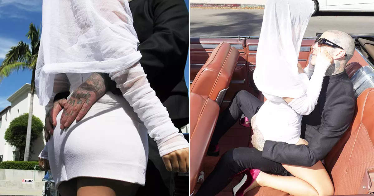 Kourtney Kardashian and Travis Barker celebrate their courthouse wedding with these mushy pictures