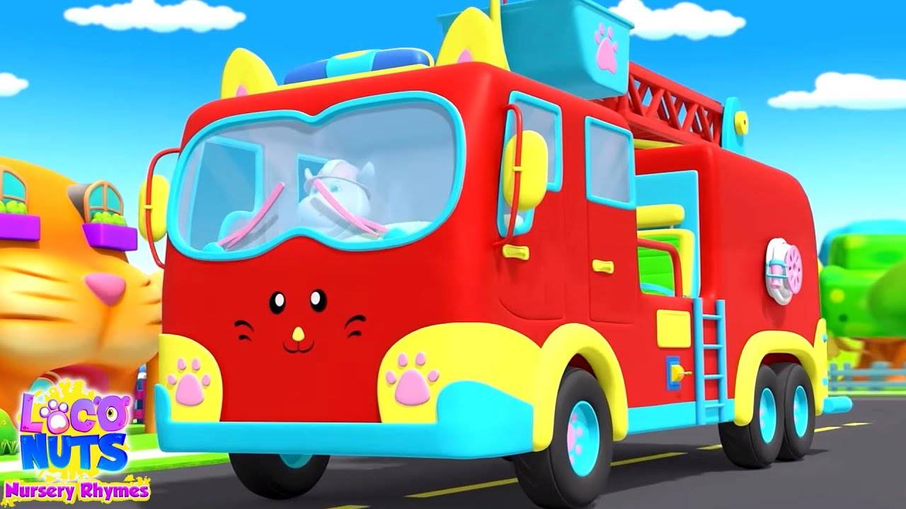 English Kids Poem: Nursery Song in English 'Wheels On The Firetruck'