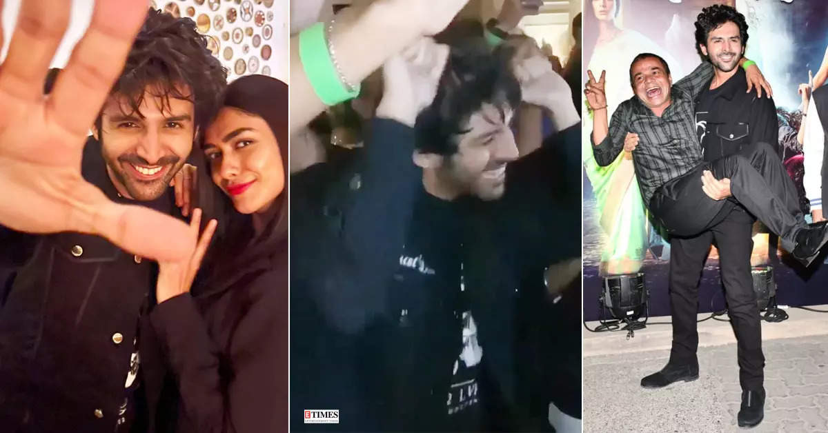 Kartik Aaryan burns the dance floor with his cool moves at the success party of his film ‘Bhool Bhulaiyaa 2’
