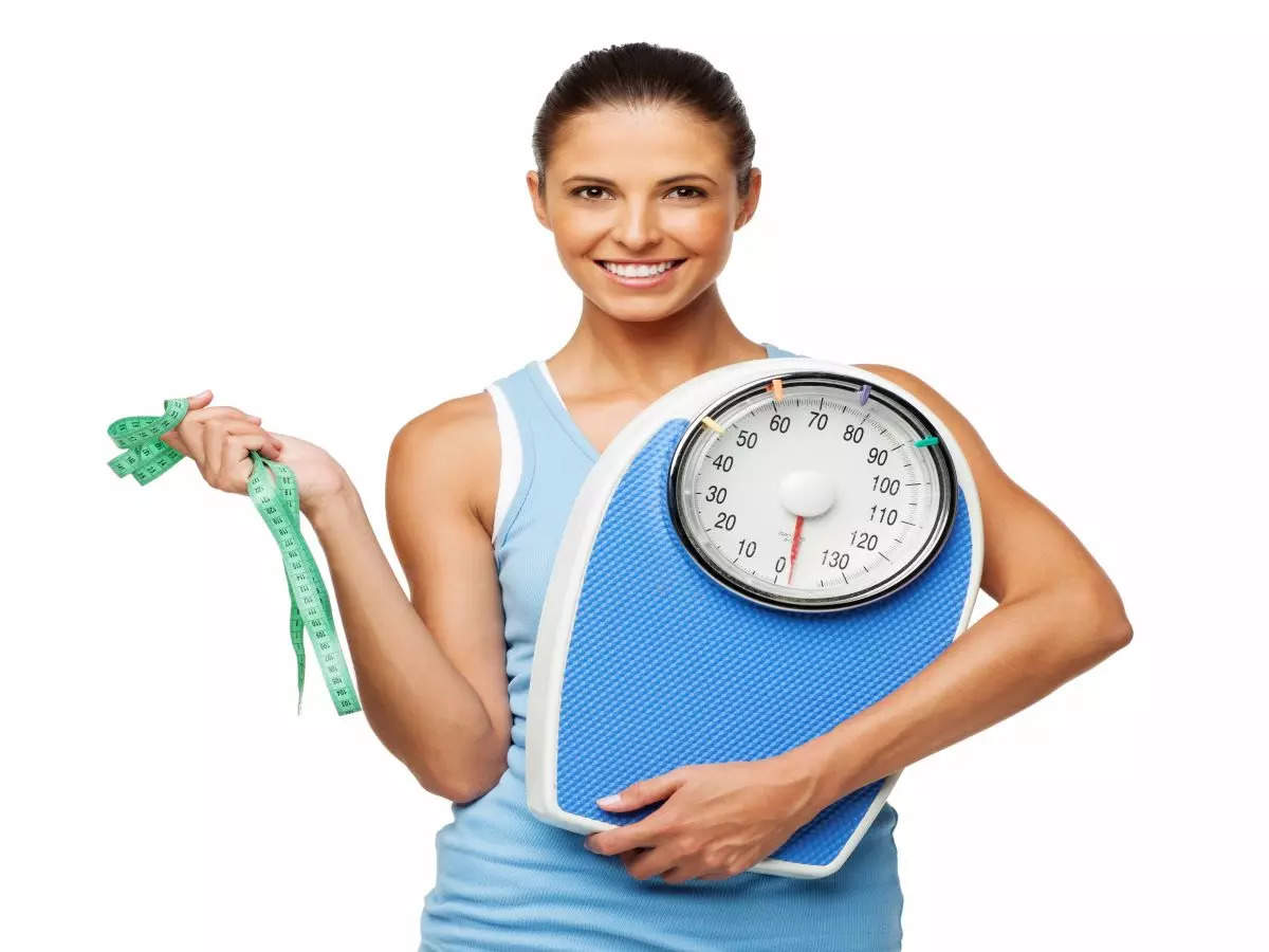 Weight scale with a measuring tape concept of diet
