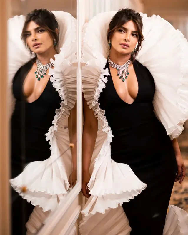Priyanka Chopra wows in black and white dramatic ruffled gown, stunning pictures make jaws drop