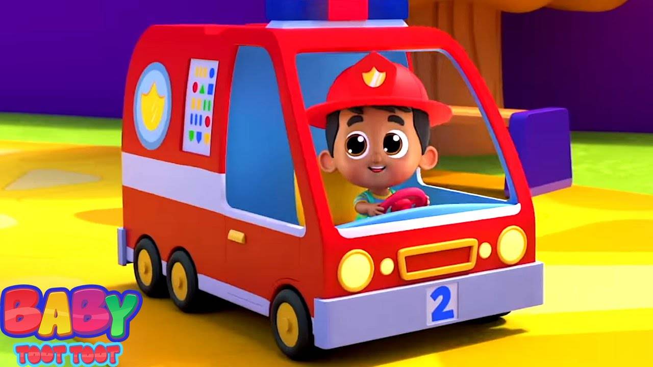 English Kids Poem: Nursery Song in English 'The Wheels On The Fire Truck'