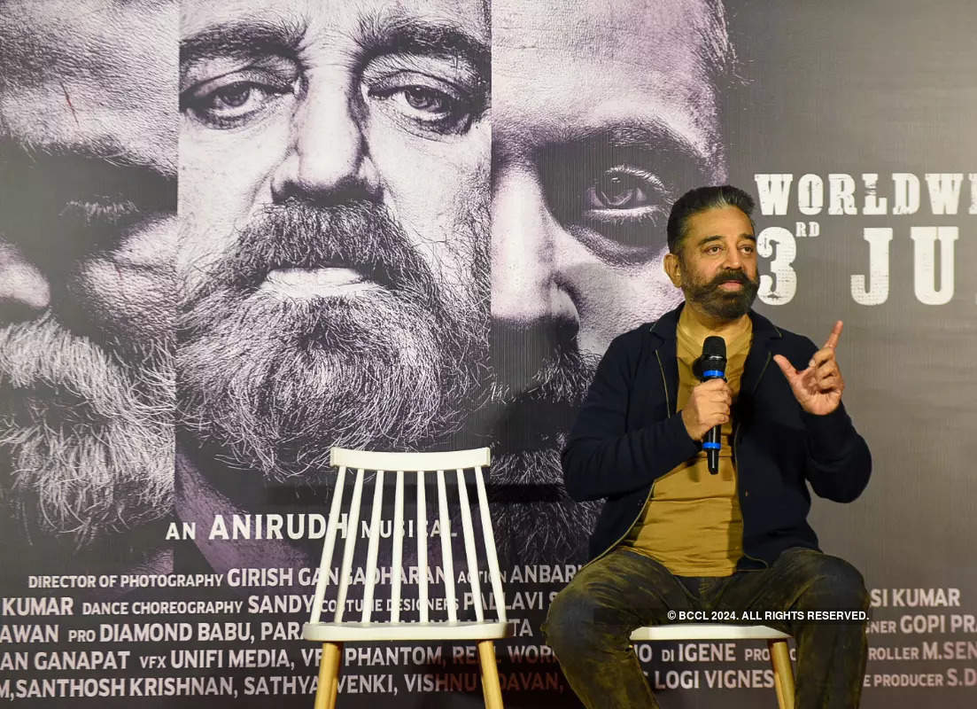 Kamal Haasan attends the press conference of his film 'Vikram'