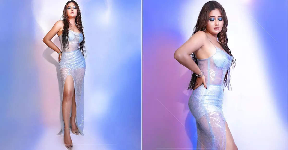 Rashami Desai is a vision to behold in a multi-coloured thigh-high slit gown, see pictures