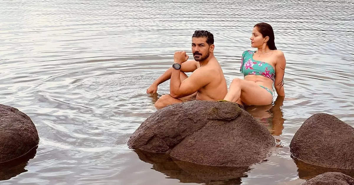 Pictures of Rubina Dilaik and Abhinav Shukla enjoying Mumbai monsoon go viral