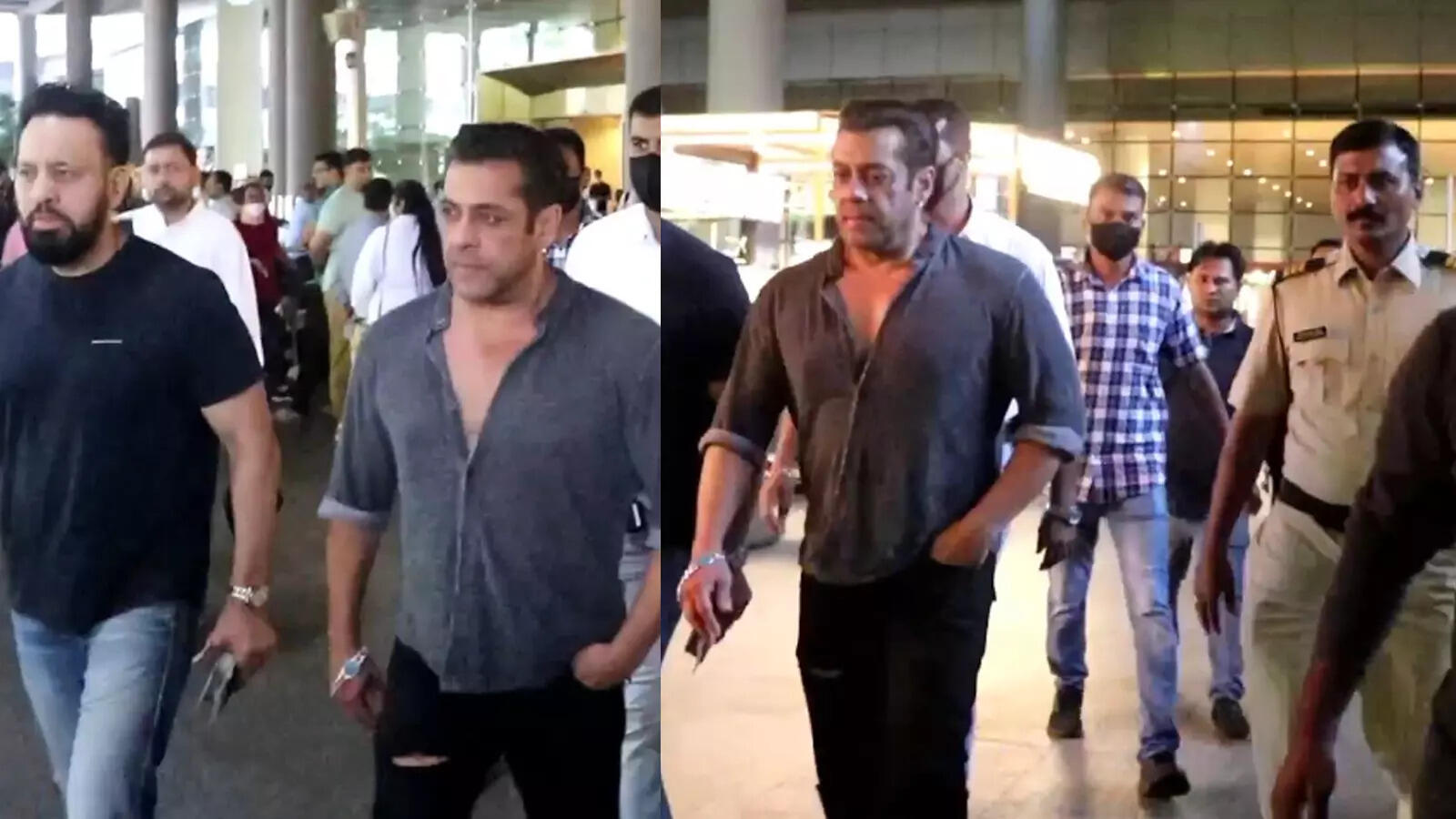 Salman Khan gets clicked surrounded by his trusted bodyguard Shera and ...