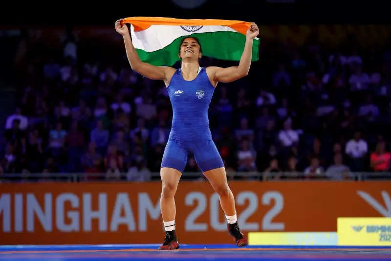 Vinesh Phogat wins hat-trick of CWG gold, pictures from the Birmingham Games surface on the internet