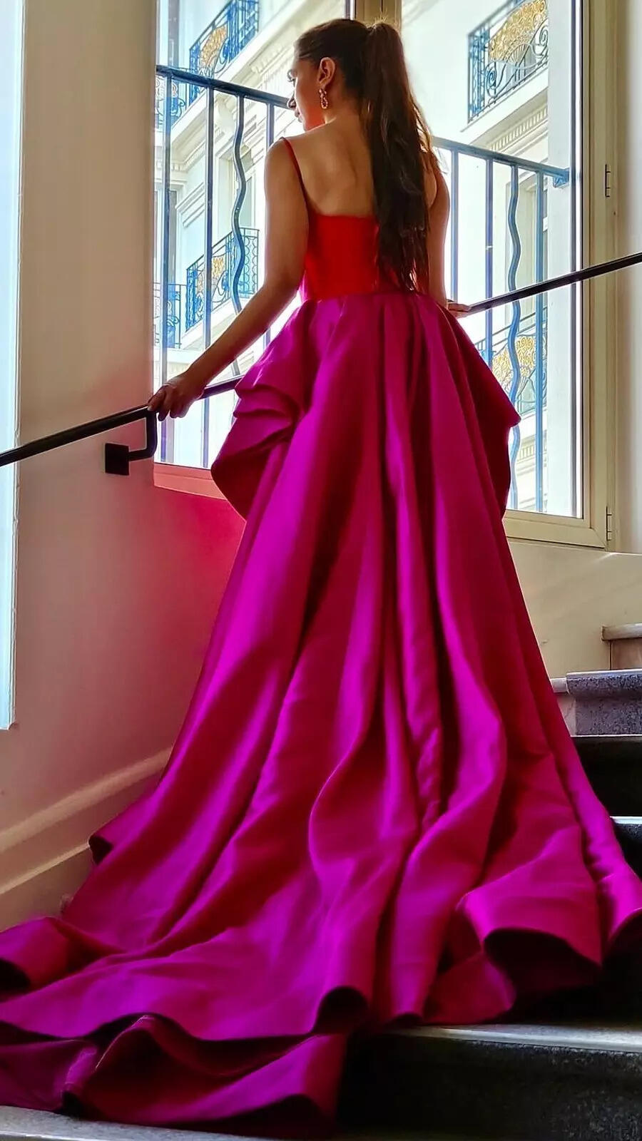 pink and red dress with bow