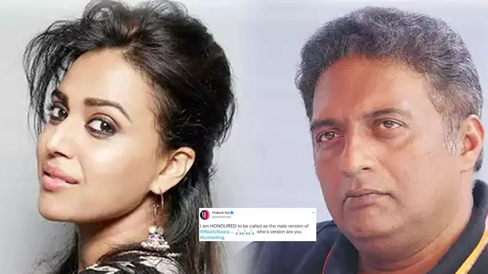 Swara Bhasker reacts to Prakash Raj's tweet after he was tagged as ...