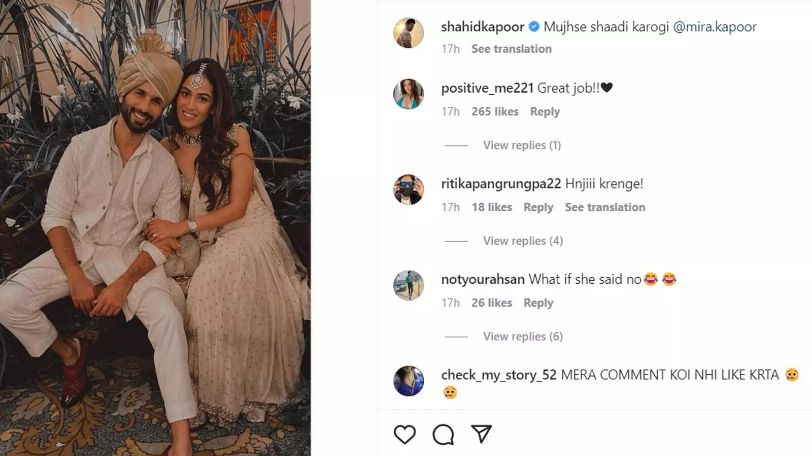 Shahid Kapoor asks 'Mujhse shaadi karogi' to his wife Mira Rajput
