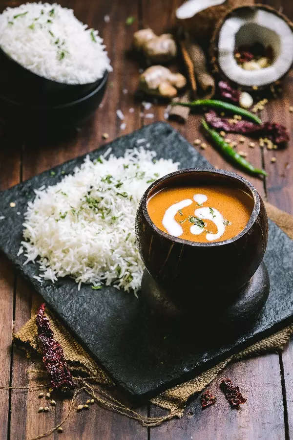 गोवा झींगा करी और चावल