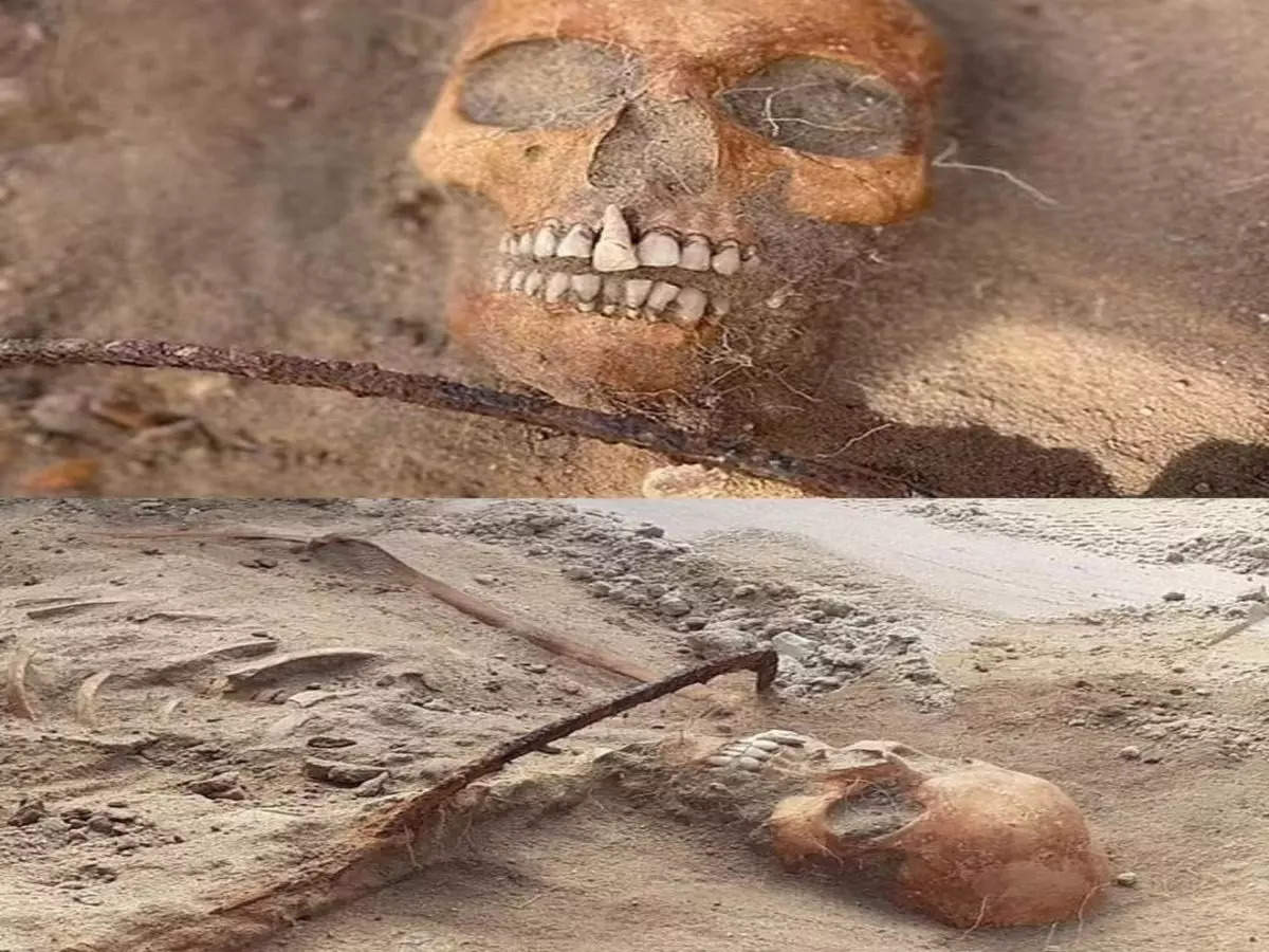Faucille et enterré, les restes squelettiques d'une femme 