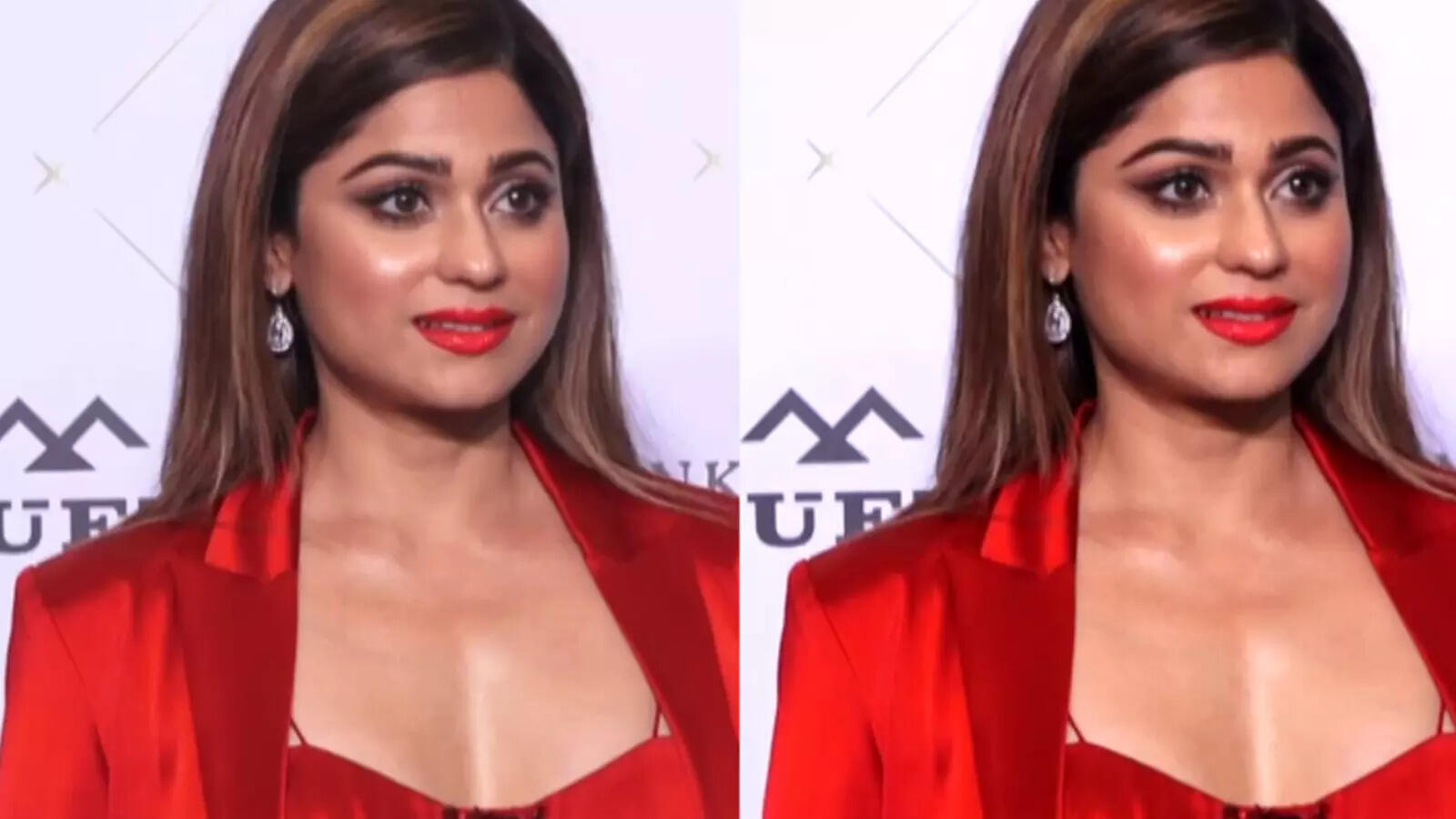 Red Lehenga Suit featuring Shamita Shetty