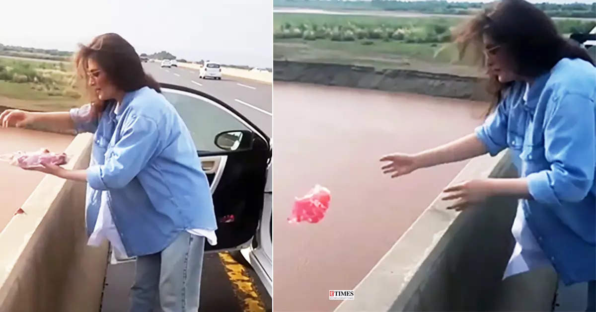 Pictures of Pakistani actress Resham go viral after she gets slammed for throwing plastic in river