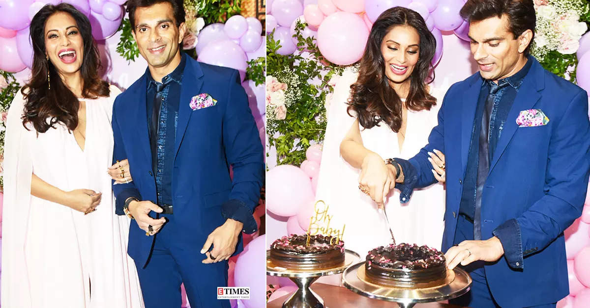 Unmissable pictures of Bipasha Basu with Karan Singh Grover from her dreamy pink-themed baby shower