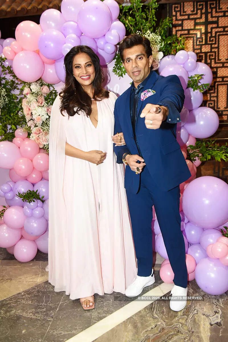 Unmissable pictures of Bipasha Basu with Karan Singh Grover from her dreamy pink-themed baby shower