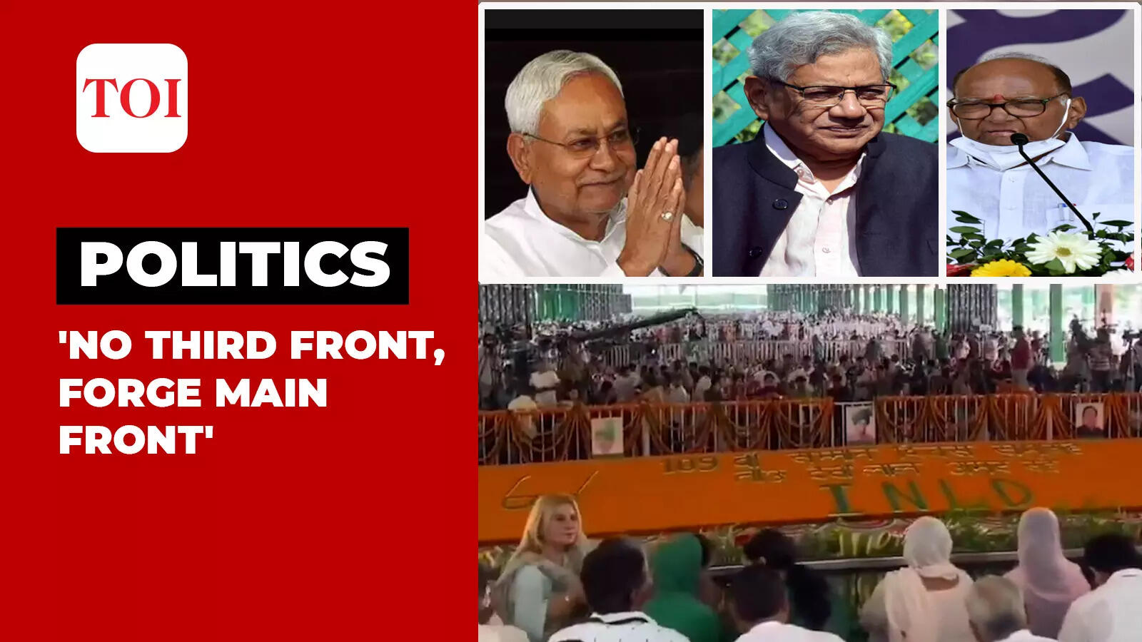 At INLD rally, with opposition leaders Sharad Pawar, Sitaram Yechury ...