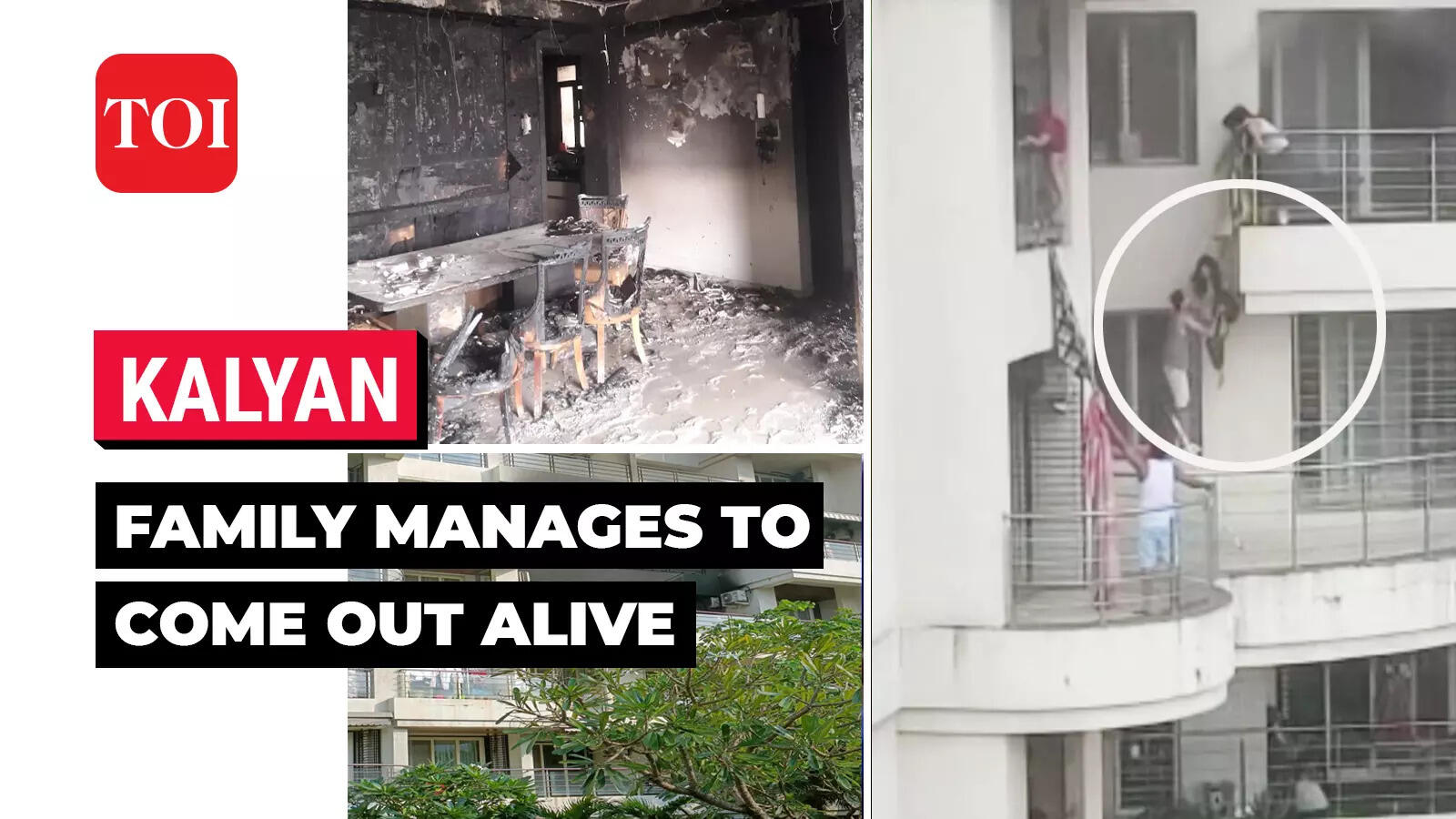 Kalyan: Members of family use saree to escape massive fire in building