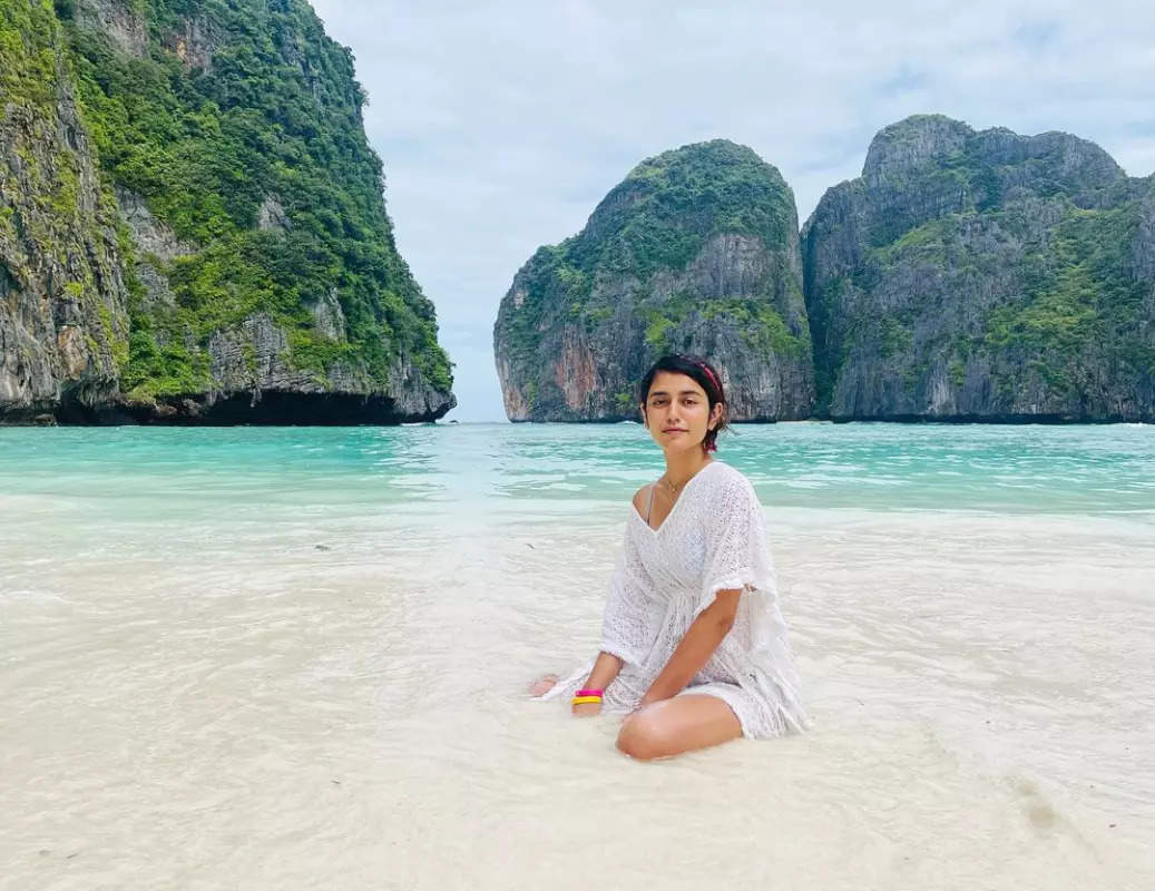 `Wink girl` Priya Prakash Varrier turns mermaid in a blue bikini, vacays in style in Thailand