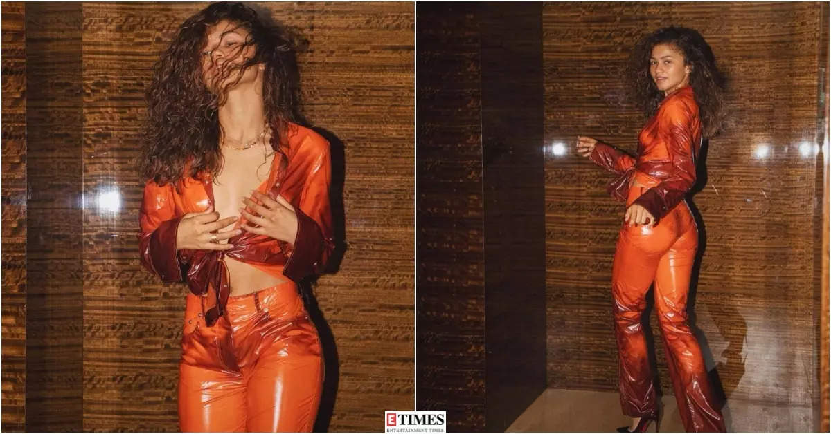 Zendaya looks fiery in an orange leather co-ord set and the internet can't keep calm, see pictures