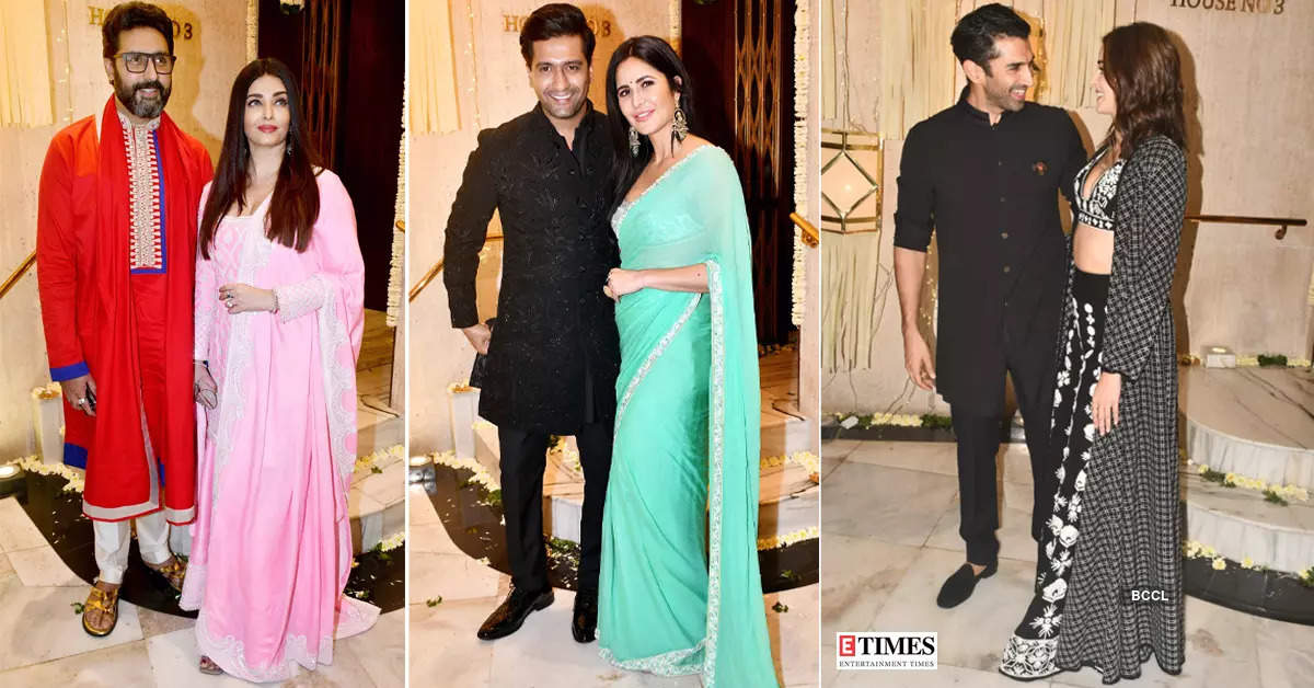 From Aishwarya Rai-Abhishek Bachchan to Ananya Panday-Aditya Roy Kapur, celebs attend Manish Malhotra’s starry Diwali party in stunning ethnic outfits