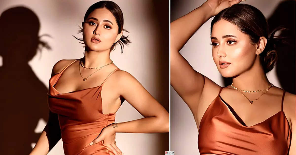 Rashami Desai is a vision to behold in a beige thigh-high slit bodycon dress, see pictures