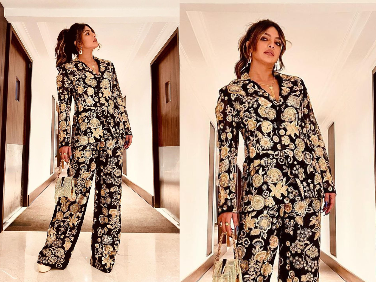 Priyanka Chopra sets the internet on fire with 3D hand-embroidered pantsuit