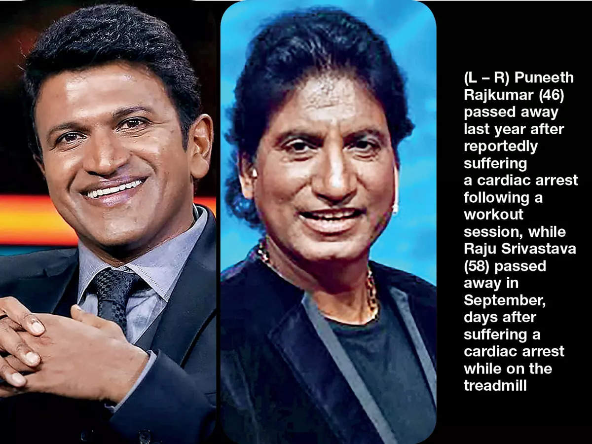 In September, stand-up comedian Raju Srivastava, 58, died at AIIMS in New Delhi after reportedly suffering a cardiac arrest while on the treadmill at a gym. Puneeth Rajkumar, 46, too died from a cardiac arrest after reportedly complaining about chest pain following a workout session