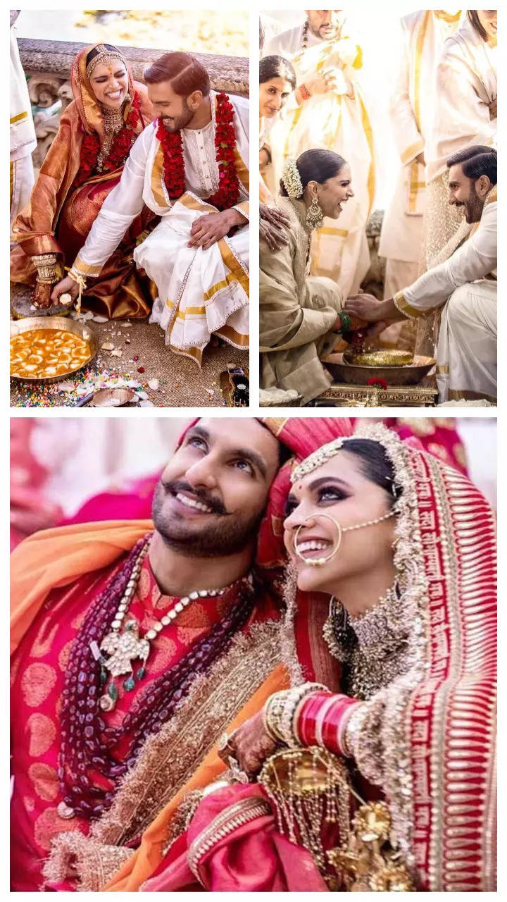 Deepika and Ranveer twinning in pink Sabyasachi outfits at